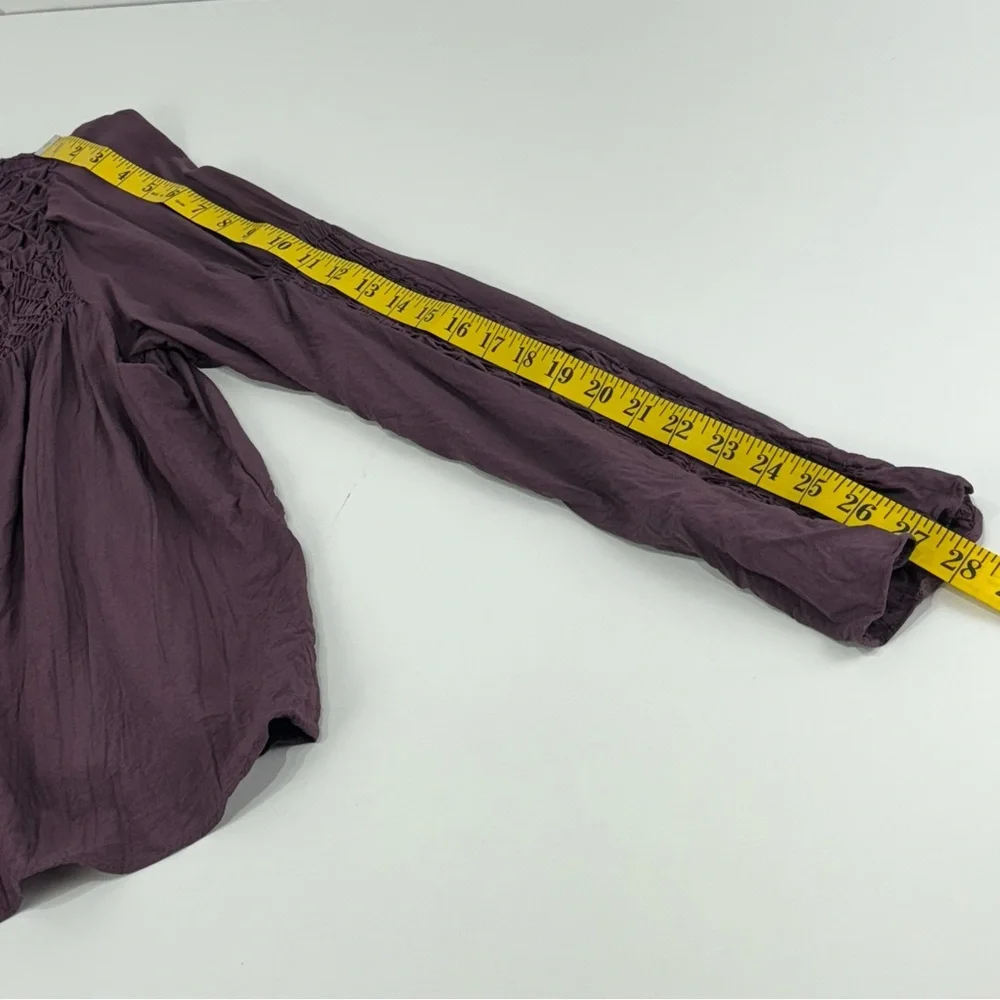 Free People smoked long sleeve mock top purple grape size L